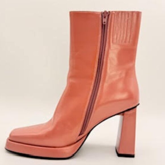 Jeffrey Campbell Square Toe Block Heel Boots – Blush Pink, Size 8 - Picture 6 of 15